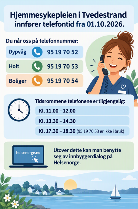 Lenke til artikkel: Hjemmesykepleien innfører fra 01.10.26 telefontid