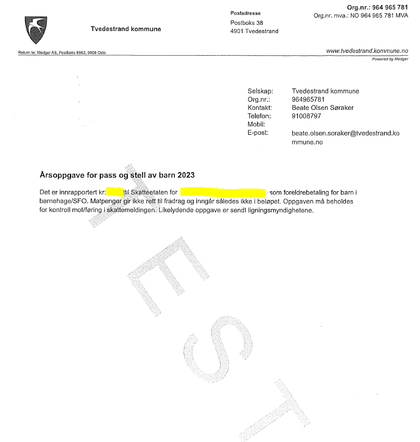 Eksempel på årsrapport for pass og barnepass - Klikk for å se stort bilde
